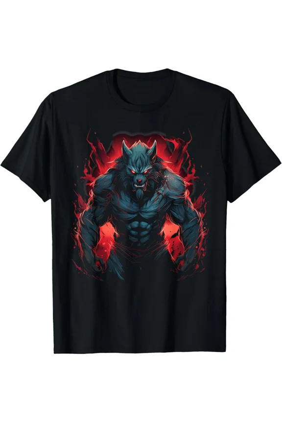 Reprint Rare NEW LIMITED Werewolf Full Moon Scary Angry Wolf Halloween T-Shirt S-5XL