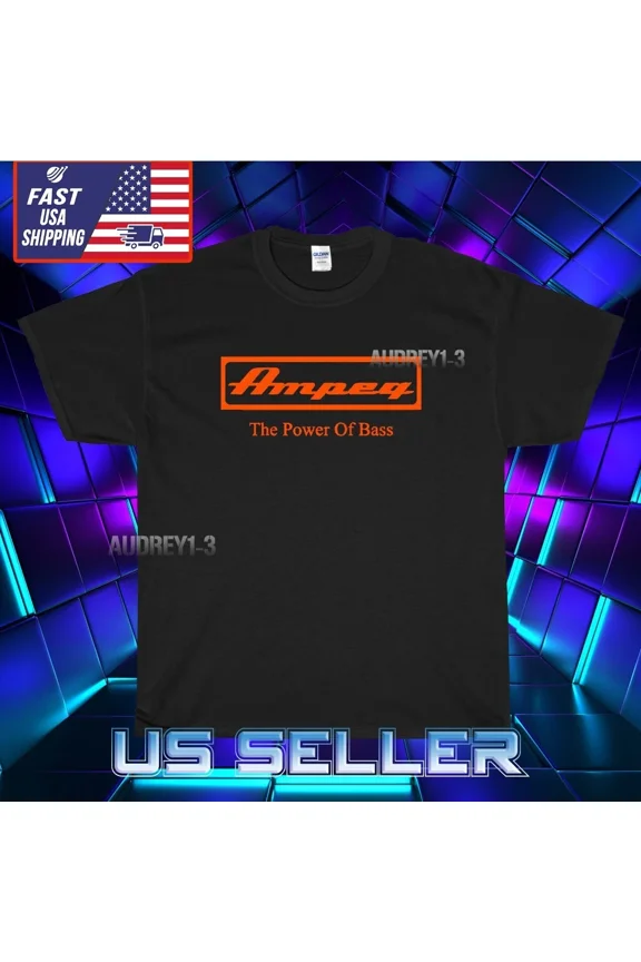 Reprint Rare NEW SHIRT AMPEG AMPS BASS GUITAR LOGO T-SHIRT FUNNY AMERICAN USA SIZE S-5XL
