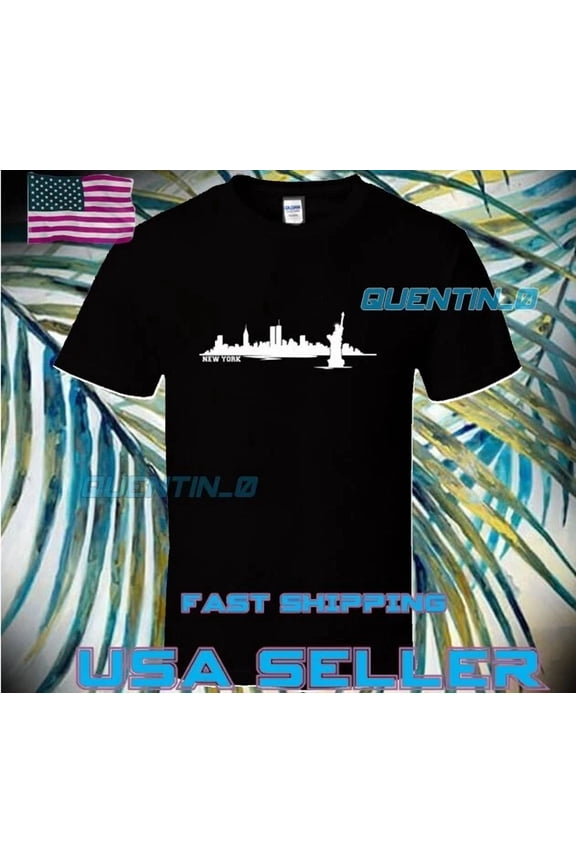 Reprint Rare NEW SHIRT PREMIUM NEW YORK SKYLINE WHITE LOGO T-SHIRT FUNNY UNISEX SIZE S TO 5XL