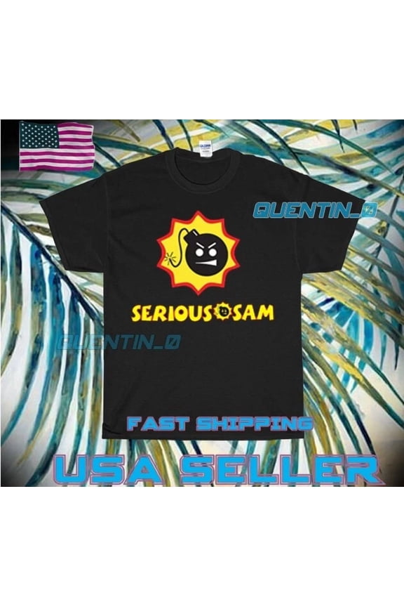 Reprint Rare NEW SHIRT PREMIUM SERIOUS SAM GAME LOGO T-SHIRT FUNNY SIZE S-5XL