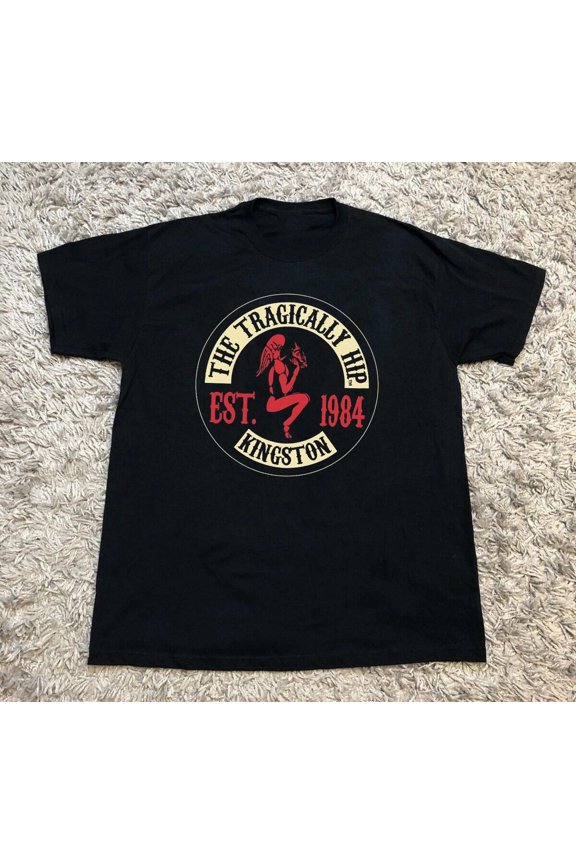 Reprint Rare NEW Tragically Hip - The Hip Logo Classic Black Shirt All Size S-5XL Tee