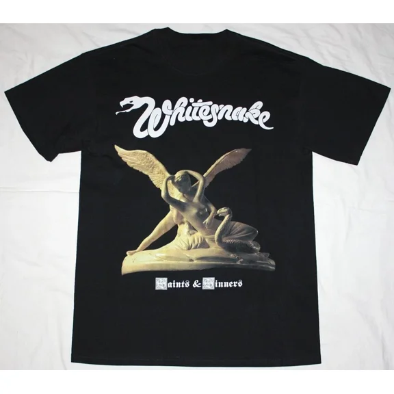 Reprint Rare NEW Whitesnake Saints Sinners Men T-shirt Black Unisex Tee All Sizes 1U197
