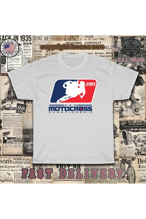 Reprint Rare New AMA Pro Racing Motocross Championship Logo Men's T-Shirt American T-Shirt