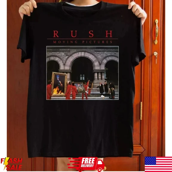 Reprint Rare New Arrival Rush Moving Pictures Graphic Unisex Russet T-shirt Size S-3XL