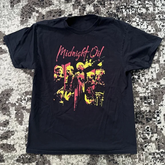Reprint Rare New Black Midnight Oil band Graphic Christmas Gift Unisex S-5XL Shirt AL233