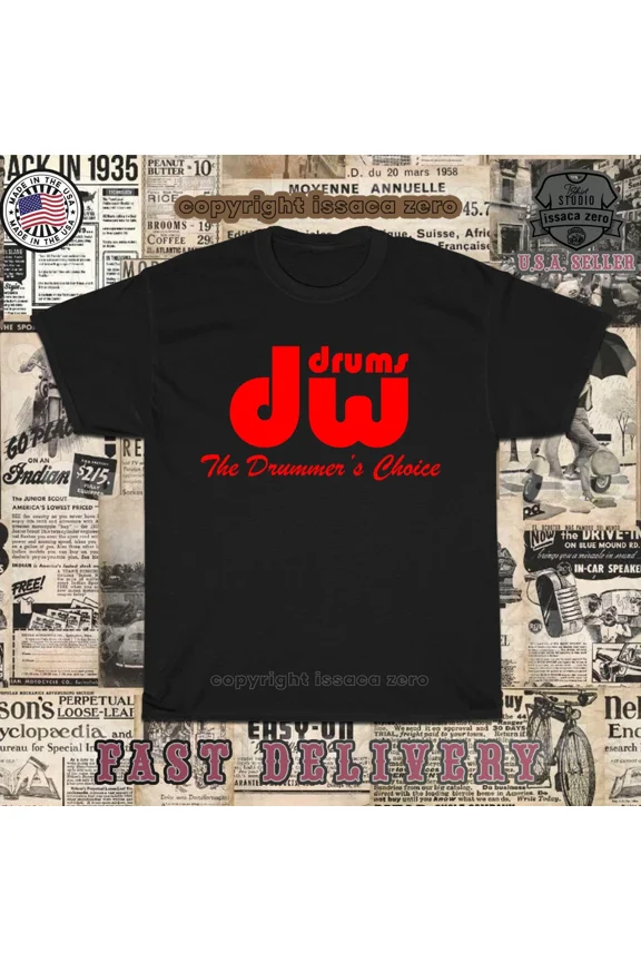 Reprint Rare New Drumer Tees DW Drums Logo Men's T-Shirt American T-Shirt