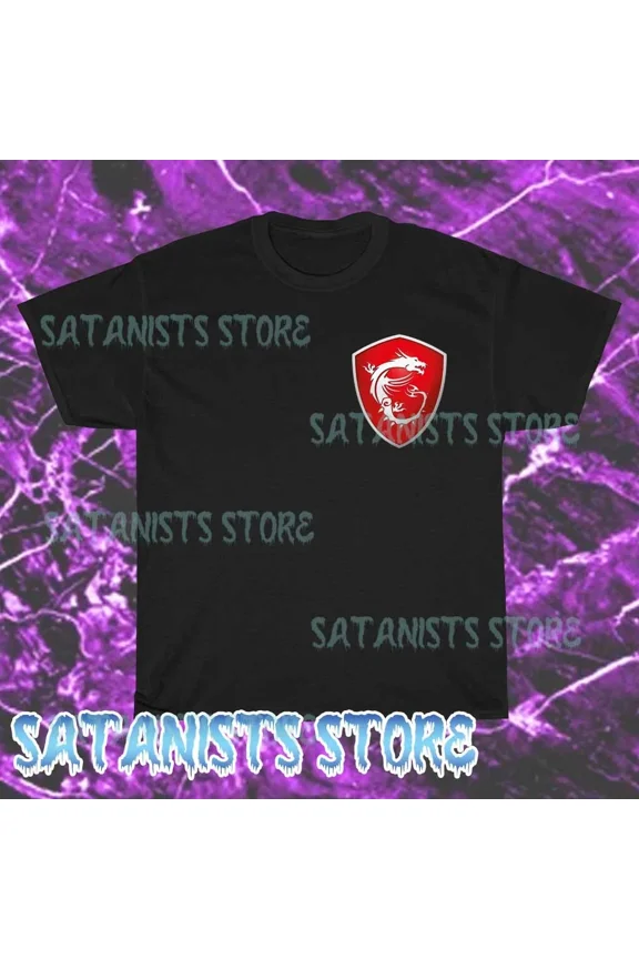 Reprint Rare New Gaming Series MSI Shield Men's Black T-shirt Funny Size S to 5XL