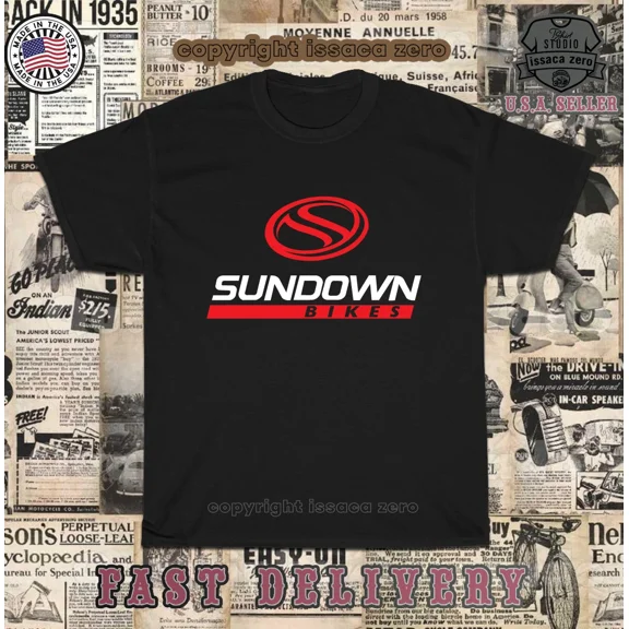 Reprint Rare New Hot Sundown Bikes Logo Short Sleeve Men's T-Shirt American Tees