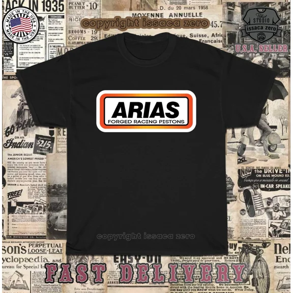 Reprint Rare New Hot Tees Arias Forged Racing Pistons Logo Men's T-Shirt American Tees