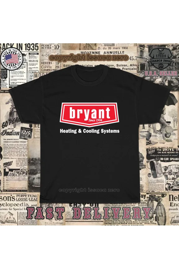 Reprint Rare New Hot Tees Bryant Heating & Cooling Systems Men's T-Shirt American T-Shirt