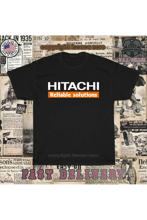 Reprint Rare New Hot Tees HITACHI Reliable solutions Logo Men's T-Shirt American T-Shirt