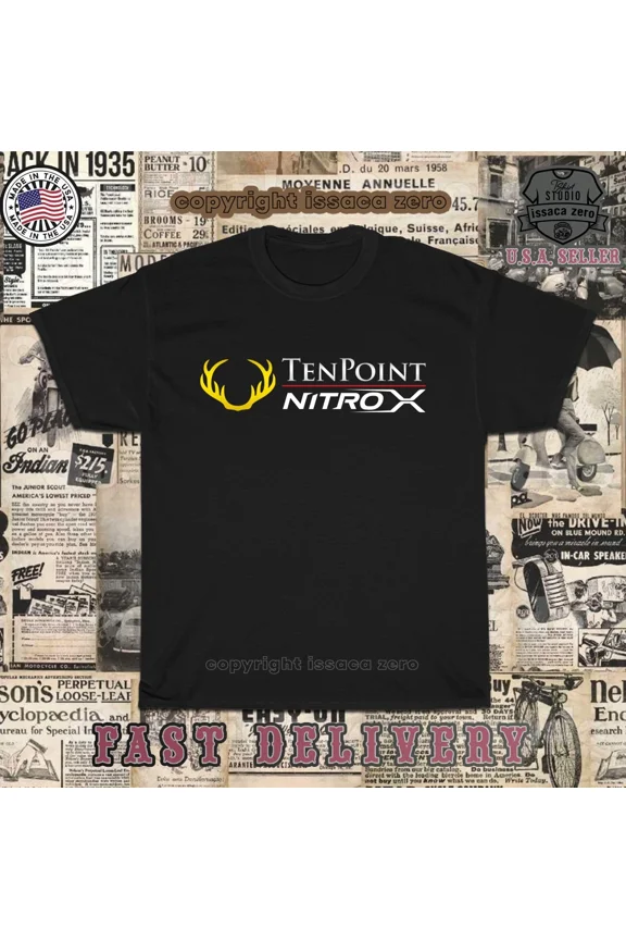 Reprint Rare New Hot Tees TenPoint Crossbows Logo Men's T-Shirt American Size T-Shirt