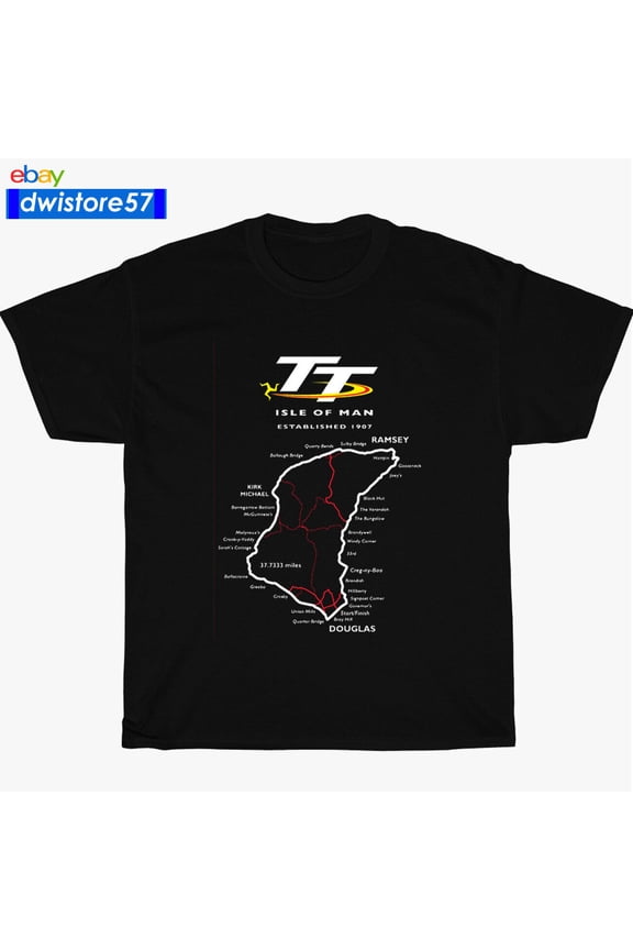Reprint Rare New Isle of Man TT Racing Track Map Island Logo Many Color Unisex T-Shirt S-5XL