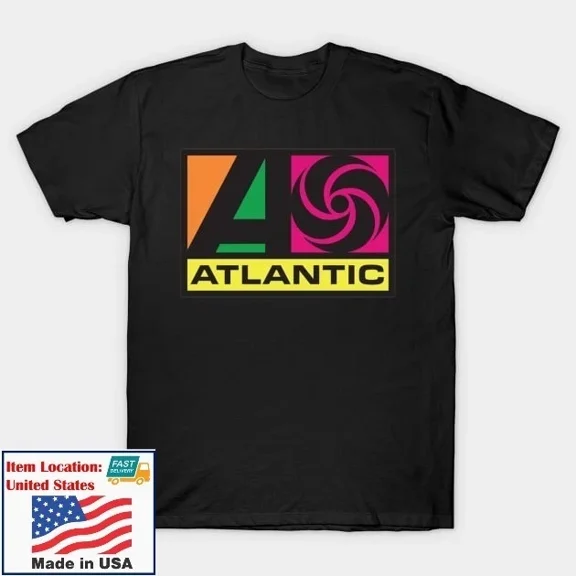 Reprint Rare New Mens Atlantic Records Logo T-Shirt