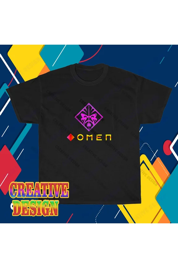 Reprint Rare New Omen Gaming Computer Logo T-Shirt Funny Size S to 5XL