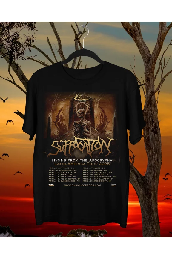 Reprint Rare New Popular SUFFOCATION Tour 2025 Gift For Fans S to 5XL Black T-shirt QT471