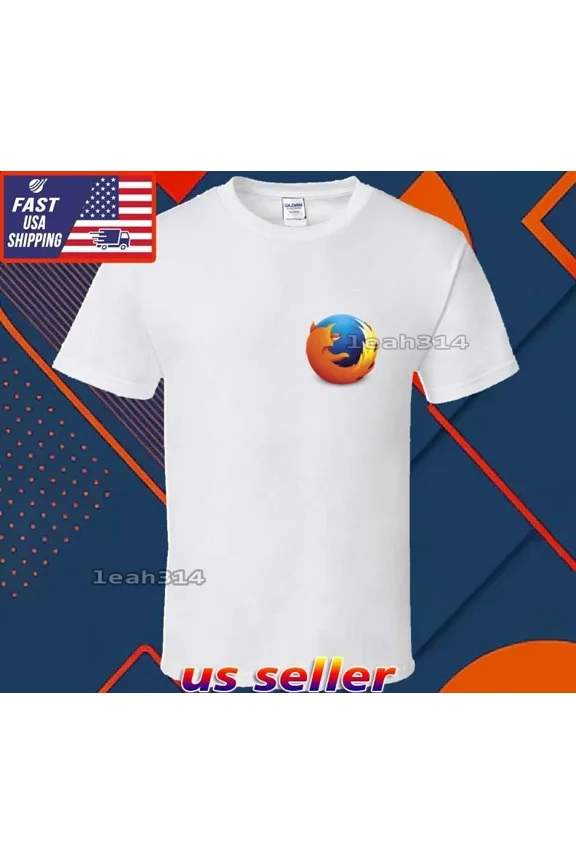 Reprint Rare New Shirt Firefox Logo T-Shirt Funny American Usa Unisex Size S-5XL