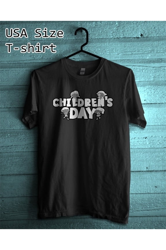 Reprint Rare New Shirt children's day logo Funny T-Shirt Black Size L