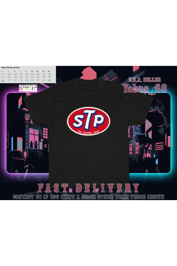 Reprint Rare New Tee Shirt STP Oil Racing The Racer's Edge Men's T-Shirt American T-Shirt
