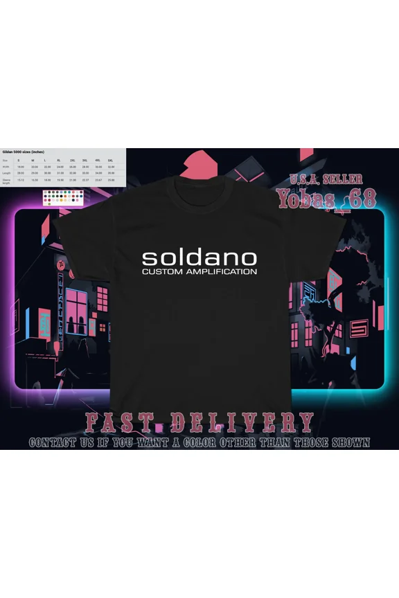 Reprint Rare New Tee Shirt Soldano Custom Amplification Logo Men's T-Shirt American T-Shirt