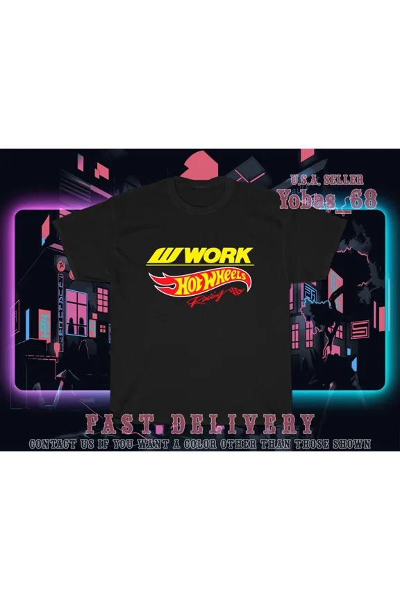 Reprint Rare New Work Hot Wheels Racing Logo Men's T-Shirt American Tees