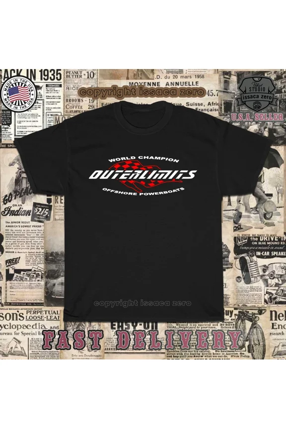 Reprint Rare Outerlimits Offshore Powerboats World Champion Men's T-Shirt American Tees Shirt