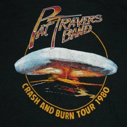 Reprint Rare PAT TRAVERS shirt 1980 Tour Cotton Black Men T-shirt S-4XL E150