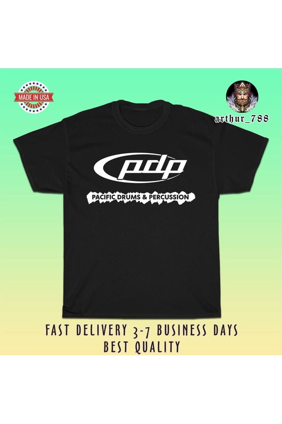 Reprint Rare PDP Pacific Drums & Percussion Logo Men's T-Shirt American Size T-Shirt