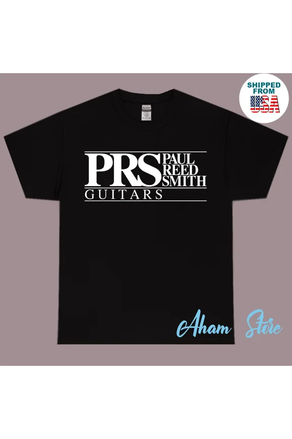 Reprint Rare PRS Guitars Logo Men's Classic Jersey T-Shirt, Black - XL