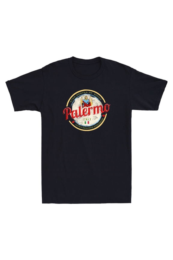 Reprint Rare Palermo Capital Of Sicily Italy Sfincione Quattro Funny Vintage Men's T-Shirt