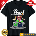 thumbnail image 1 of Reprint Rare Pearl Drums Cartoon Logo Men's Black T-shirt, LIMITED EDITION-TH72423, 1 of 2