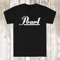thumbnail image 1 of Reprint Rare Pearl Drums Drumheads Men's Black T-Shirt Size S-5XL, 1 of 2