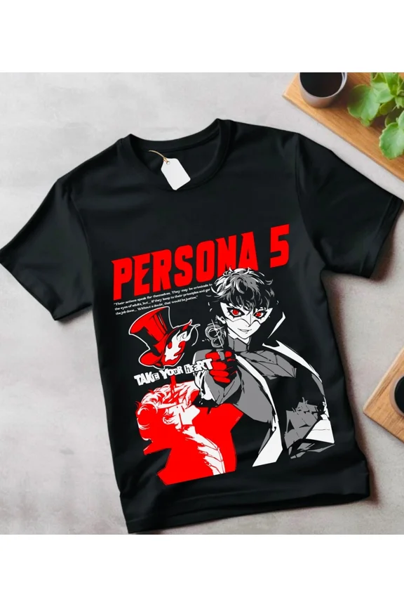 Reprint Rare Persona 5 T-shirtGoro Akechi Shin Megami Tensei Anime Manga Gift Shirt gift