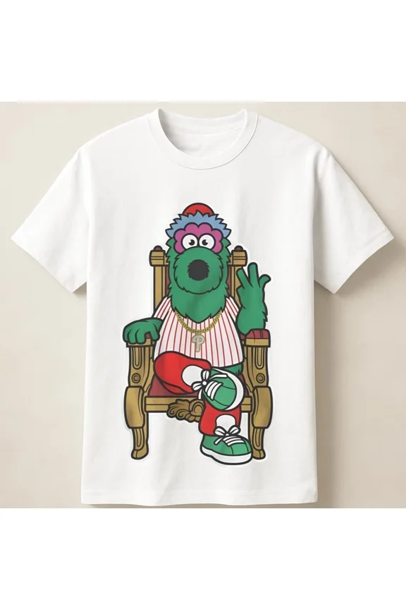 Reprint Rare Philly Phanatic Sitting on Throne with Chain and Jersey Unisex T-Shirt