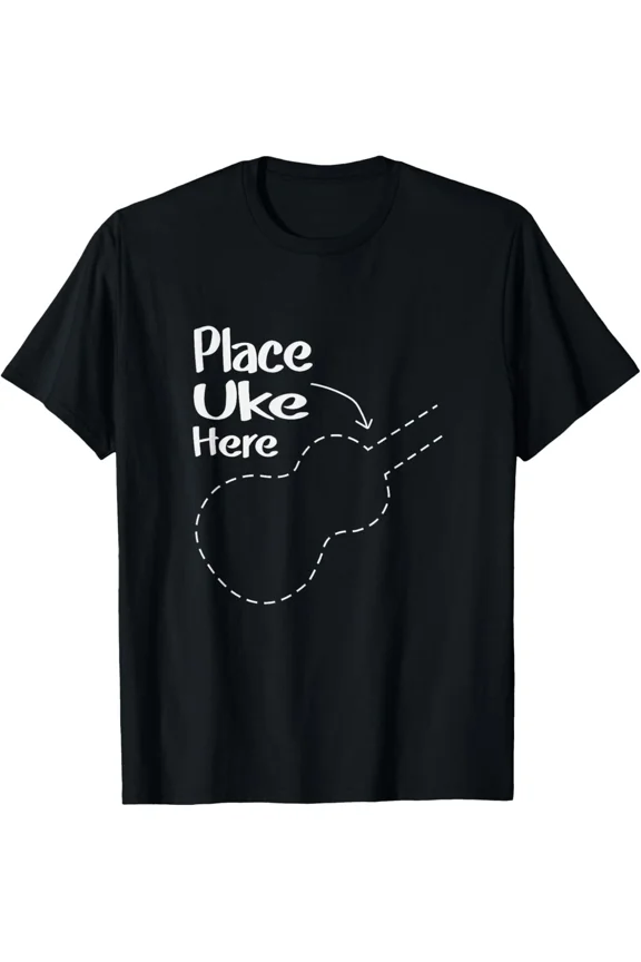 Reprint Rare Place Uke Here Funny Ukulele Player Shirt Hot Deal Music Tee T-Shirt