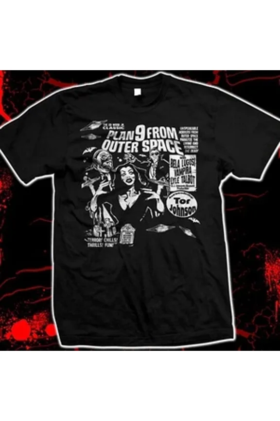 Reprint Rare Plan 9 (Nine) from Outer Space - Ed Wood - Vampira - Tor Johnson - Pre-shrunk, h