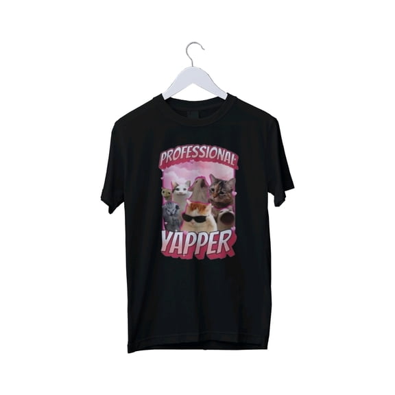 Reprint Rare Professional Yapper Meme Cat Graphic Print T-Shirt Unisex S M L XL 2 3 4 XL