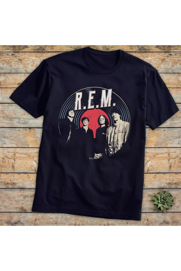 Reprint Rare REM Rock Band Gift For Fans Cotton Black Full Size Unisex Shirt BL110