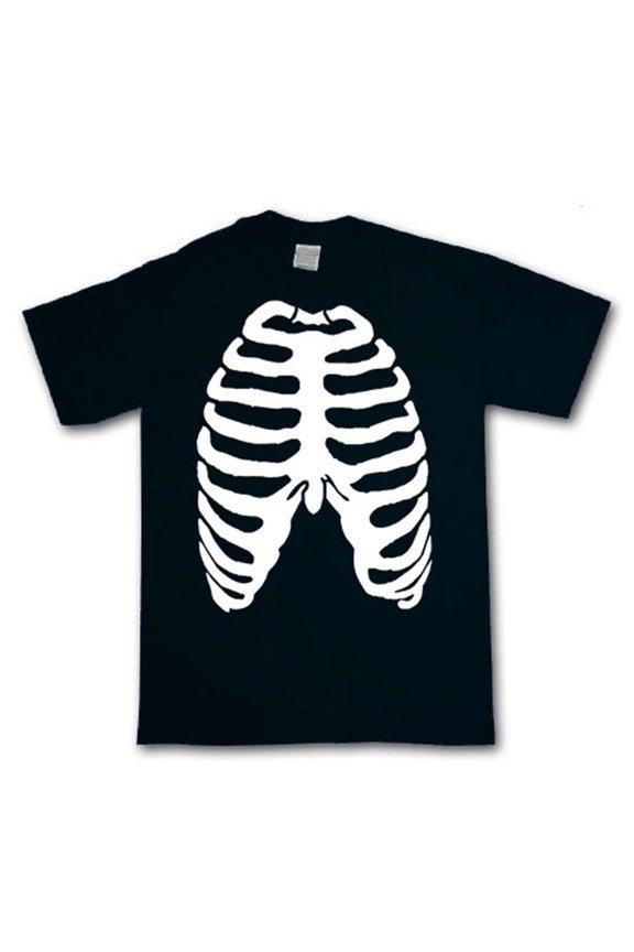 Reprint Rare RIB CAGE T-SHIRT - Halloween Skeleton Fancy Dress Ribcage Goth - FREE POSTAGE