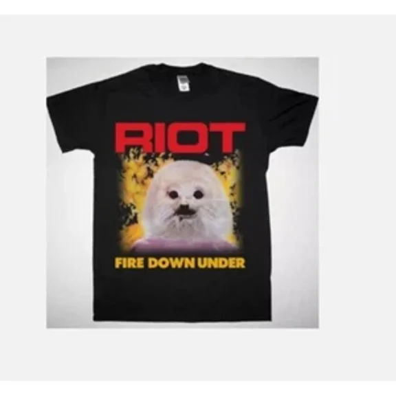Reprint Rare RIOT FIRE DOWN UNDER 1981 NEW BLACK T-SHIRT