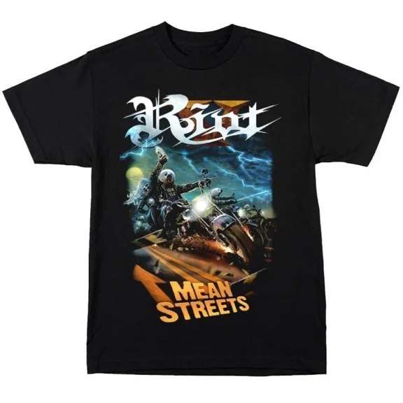 Reprint Rare RIOT V Band Mean Streets T Shirt Black Classic Unisex S-2345XL EM0671
