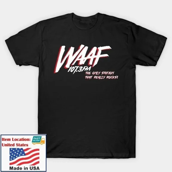 Reprint Rare Rare The Only Station That Really Rocks! WAAF 107 FM Boston T-Shirt