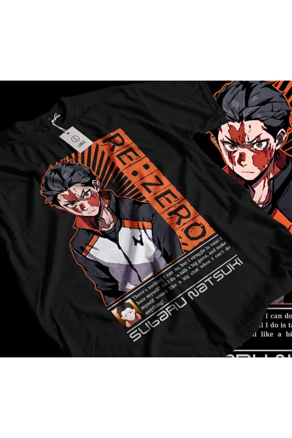 Reprint Rare Re:Zero Shirt, Re Zero T-shirt, Emilia, Ram, Subaru, Japanese, Manga, Gift 066