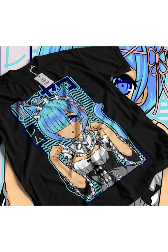Reprint Rare Rem Re Zero T-Shirt Subaru Japanese Cute Re Zero Ram Kawaii Girl Shirt all 036