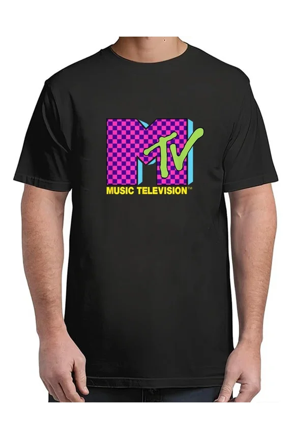 Reprint Rare Retro 80's Neon Pink Checkerboard Logo T-Shirt Classic for Unisex S–4XL