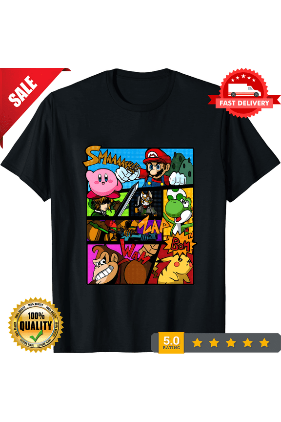Reprint Rare Retro Game Super Smash Bros Classic Games Shirt Retro Vtg Graphic Design T-shirt, NEW INSTOCK-TH78449
