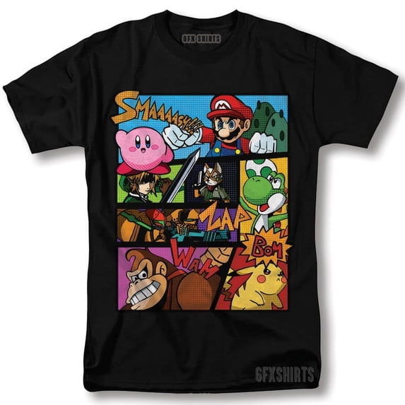 Reprint Rare Retro Game Super Smash Bros Classic Games Shirt Retro Vtg Graphic Design T-shirt