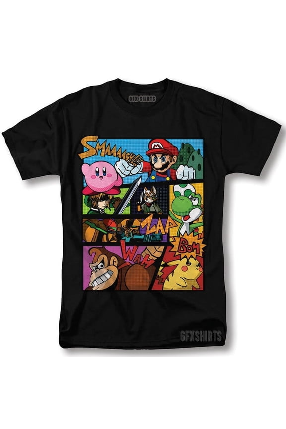 Reprint Rare Retro Game Super Smash Bros Classic Games Shirt Retro Vtg Graphic Design T-shirt
