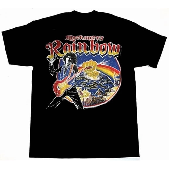 Reprint Rare Retro Live Concert Rainbow Ritchie Blackmore Shirt Black