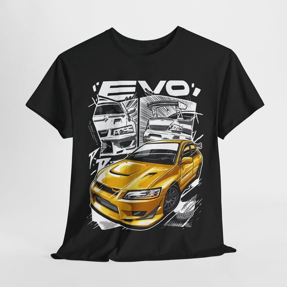 Reprint Rare Rev Up Your Style! Dynamic Mitsubishi Lancer Evolution Graphic Tee Car Lovers